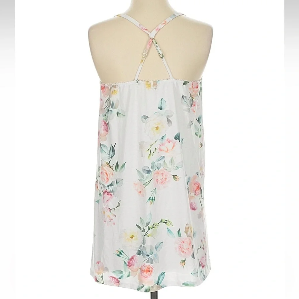 Flora Nikrooz Floral Chemise in White and Pink - Size S - EUC - Bridal